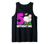 Happy Birthday Girl 5 White Sheep Tshirt Pecora Pelliccia Tee Uomo Canotta