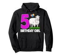 Happy Birthday Girl 5 White Sheep Tshirt Pecora Pelliccia Tee Uomo Felpa con Cappuccio