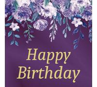 Happy Birthday Guest Book: Purple Elegant Memory Party Keepsake with 75 Unique Questions for 70, 80, and 90 Year Old 50 Sign In and Blank Photo Pages (8.5x8.5 inches, 108 pages)
