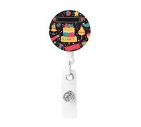 Happy Birthday Immagini Badge Reel Clip retrattile Lavoro Badge Holder leggero Plastica Nome Titolare ID Badge Clip per infermieri Ufficio Regali