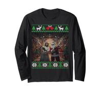 Happy Birthday Jesus + Santa Champagne Party Brutto Natale Maglia a Manica