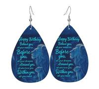 Happy Birthday Magical Lion And Cub Orecchini Stampato Orecchini In Pelle Moda Accessori Per Decorazioni Cosplay