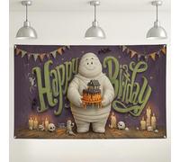 Happy Birthday Mummia Sfondo da parete, Carino Decorazioni per feste di Halloween, spettrale sfondo per interni ed esterni, per fotografia, forniture di compleanno, 180 x 109 cm