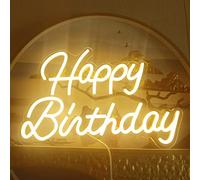 Happy Birthday Neon Sign Decorazione da parete Luce LED Happy Birthday Sign Wedding Bar Cafe Decorazione per feste di Natale Regalo per bambini Riutilizzabile Buon Compleanno Neon (Bianco Caldo)