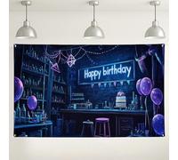 Happy Birthday Neon Wall Backdrop, sfondo colorato decorazioni per feste, vibranti forniture per eventi interno/esterno per celebrazioni, 180 x 109 cm