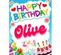 Happy Birthday Olive: Birthday Sketchbook and Notebook for Doodling, Sketching, Drawing, Painting, Diary Birthday gift for Girls: 120 Pages, 8.5*11 inch