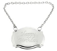 Happy Birthday Placcato Argento Decanter Etichetta