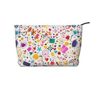 Happy Birthday Sfondo Chiusura a Cerniera Borsa Trucco Corduroy Organizer Multifunzionale 22x7x17cm per Viaggi Campeggio Vacanza Fitness, Nero , Taglia unica