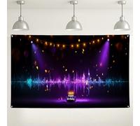 Happy Birthday - Sfondo con onde musicali, decorazioni colorate per feste, sfondo festivo vivace per feste al chiuso e all'aperto, forniture per eventi, 180 x 109 cm