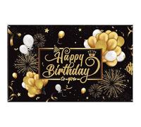 Happy Birthday sfondo panno, grande banner di buon compleanno, sfondo festa decorazione segno poster, bandiera in poliestere su un lato, 185 x 110 cm (Y)