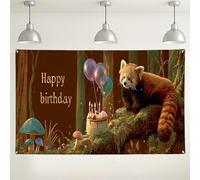 Happy Birthday - Sfondo rosso con panda rosso, graziosi palloncini per torte e decorazioni per feste, fantasioso materiale per eventi interno/esterno, per feste di compleanno per bambini, 180 x 109 cm