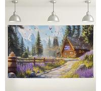 Happy Birthday - Sfondo rustico per cabine, decorazioni vintage con scena naturale, decorazione per feste all'aperto e interni, per celebrazioni, forniture per feste primaverili ed estive, 180 x 109