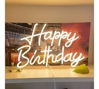 Happy Birthday Targa al neon Banner LED dimmerabile luce notturna per camera da letto, dormitorio, decorazione da parete, lampada al neon Happy Birthday, lampada decorativa per club, Natale