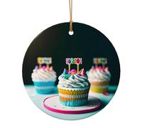 Happy Birthday Torte Stampa Ceramica Pendente Rotondo Per Ornamenti Da Viaggio Per La Casa Decorazione Ornamento Di
