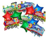Happy Birthday Train Star Balloon Set, 12 pezzi, regalo di compleanno, decorazione per feste per bambini, treno stella stagnola palloncini forniture per feste