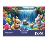 Happy Bunny in Colorful Flower Garden Struttura Carta Durevole Gioco Divertente E Stimolante, Adatto Per Adulti E Ragazzi Nei Momenti Di Relax 52x38cm/1000pcs