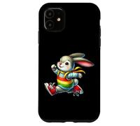 Happy Bunny Jump Day Rainbow Adventure Custodia per iPhone 11
