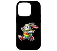 Happy Bunny Jump Day Rainbow Adventure Custodia per iPhone 14 Pro