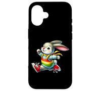 Happy Bunny Jump Day Rainbow Adventure Custodia per iPhone 16