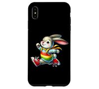 Happy Bunny Jump Day Rainbow Adventure Custodia per iPhone XS Max