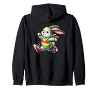 Happy Bunny Jump Day Rainbow Adventure Felpa con Cappuccio
