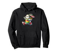 Happy Bunny Jump Day Rainbow Adventure Felpa con Cappuccio
