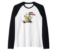 Happy Bunny Jump Day Rainbow Adventure Maglia con Maniche Raglan