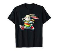 Happy Bunny Jump Day Rainbow Adventure Maglietta
