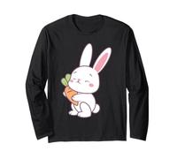 Happy Bunny With Carrot - Maglietta unisex unisex Maglia a Manica