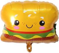 Happy Burger Foil Balloon - Simpatico palloncino a elio per feste di compleanno per bambini, tema fast food e decorazioni divertenti per celebrazioni, 65 cm (confezione da 2)