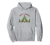 Happy Camper All'aperto Avventura Tenda Fuoco Felpa con Cappuccio, Unisex per Adulti, Grigio Melange, XXL