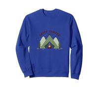 Happy Camper All'aperto Avventura Tenda Fuoco Felpa, Unisex per Adulti, Blu Reale, XXL