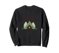 Happy Camper All'aperto Avventura Tenda Fuoco Felpa, Unisex per Adulti, Nero, XXL