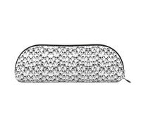 Happy Camper - Astuccio in pelle semicircolare per penne e matite, grande capacità, adatto per riporre penne e cosmetici, Simpatico schizzo di pinguini, Taglia unica, Astuccio portamatite