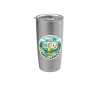 Happy Camper Camping Trailer Giochi di parole scherzo Campo RV Amante Citazione Bicchiere termico in acciaio inox doppia parete
