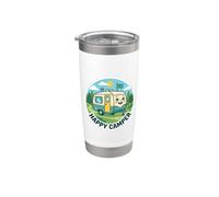 Happy Camper Camping Trailer Giochi di parole scherzo Campo RV Amante Citazione Bicchiere termico in acciaio inox doppia parete