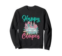 Happy Camper Con Vivaci Elementi Floreali Felpa