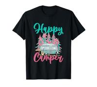 Happy Camper Con Vivaci Elementi Floreali Maglietta