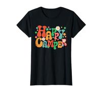 Happy Camper Retro Summer Camp Camping Trip Donna Ragazze Maglietta