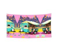 Happy Camper Trailer Printing 1'Pack Banner Sign per Halloween, decorazione da appendere per interni ed esterni, resistente ai raggi UV con fori in metallo