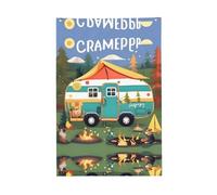 Happy Camper Vivid Color Flag 0,6 x 0,9 m per esterni bandiere striscioni con occhielli poliestere premium