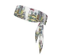 Happy Campers Printing - Fascia per capelli, unisex, con stampa di camper/basket, corsa, tennis