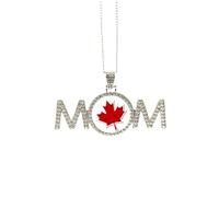 Happy Canada Day - Collana con venatura verticale in acero per la festa della mamma, regalo per mamma, nonna, compleanno, gioielli, Medio