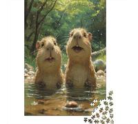 Happy Capybaras Puzzle Da 1000 Pezzi Per Adulti Decorazione Per La Casa Puzzle Di Legno Jigsaw Puzzle Per Adulti E Bambini 1000pcs (75x50cm)