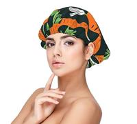 Happy Carrot - Cuffia da notte in raso per adulti, senza cuciture, per mantenere l'acconciatura e garantire un sonno confortevole, 33 cm, nero, taglia unica