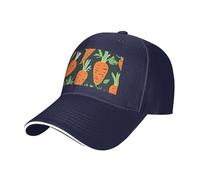Happy Carrot Seamless Pattern Print Neutro Sandwich Hat Style Fit All Year Cappelli da baseball regolabili Snug Secure, blu navy, Taglia unica