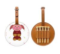 Happy Cartoon maiale nero stampato golf tee storage bag - design portatile, facile da organizzare tee, Marrone, One Size