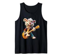 Happy Cartoon Rabbit Rocker Che Suona la Chitarra elettrica Canotta