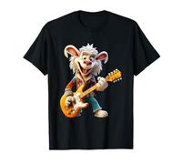Happy Cartoon Rabbit Rocker Che Suona la Chitarra elettrica Maglietta