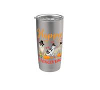 Happy Catsgiving - Simpatico gatto del Ringraziamento che indossa un cappello da pellegrino Bicchiere termico in acciaio inox doppia parete
